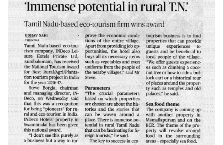 National Tourism award for Rural Tourism